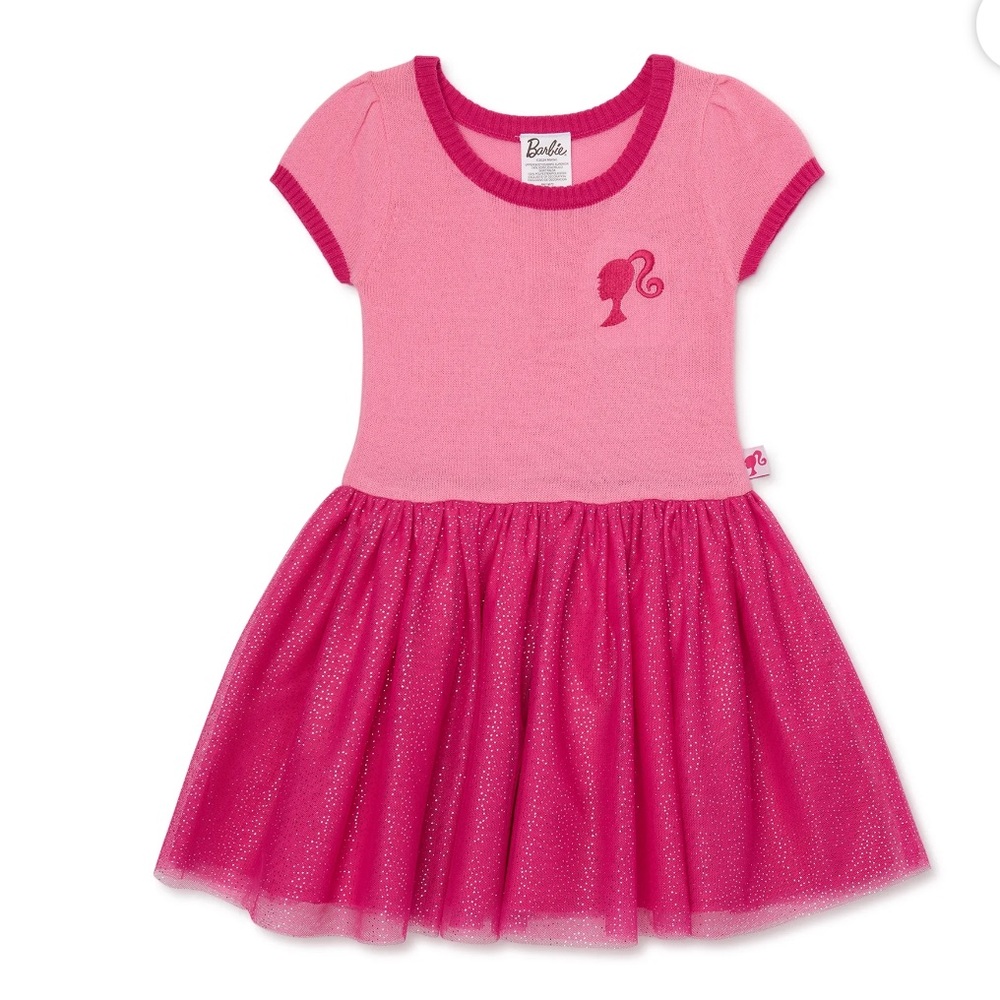 NWT Mattel Barbie Pink Dress with Glitter Accents 2T